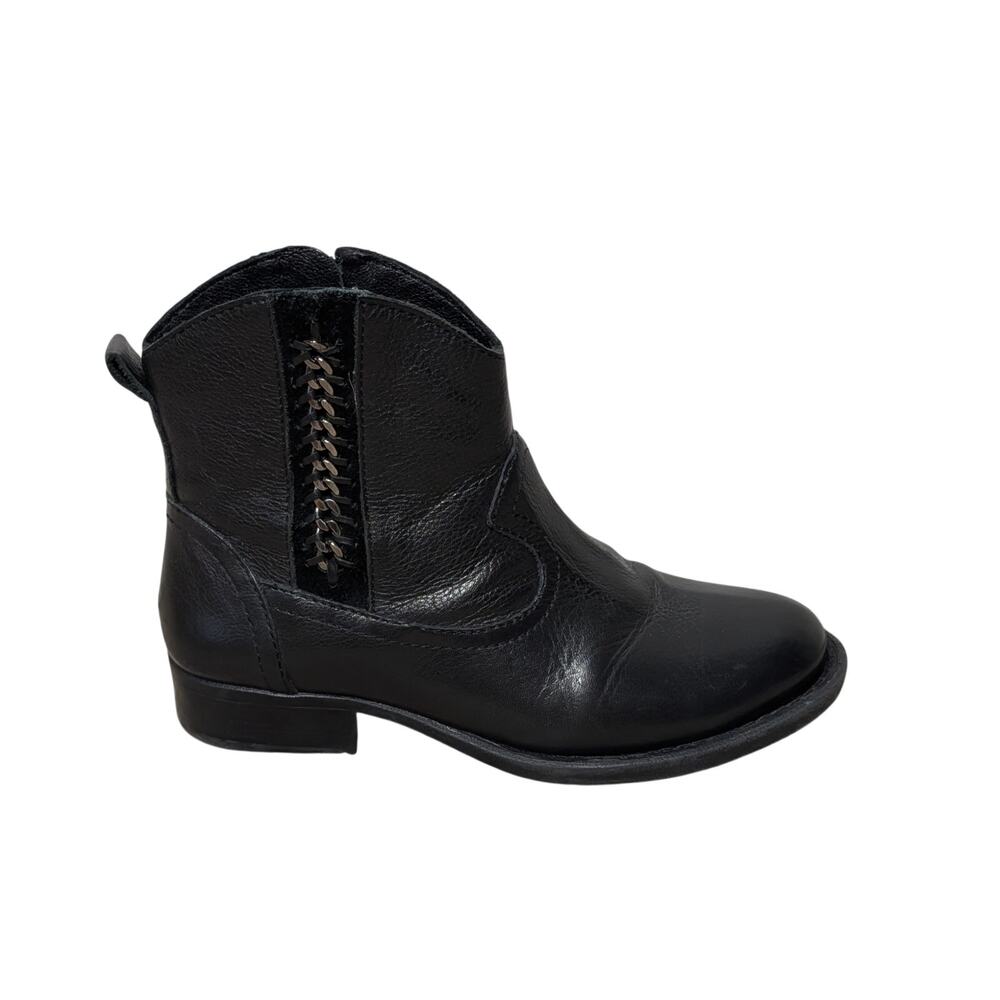Nurture Willa Boots Womens 7M Black Leather Western Side Zip Low Heel Ankle